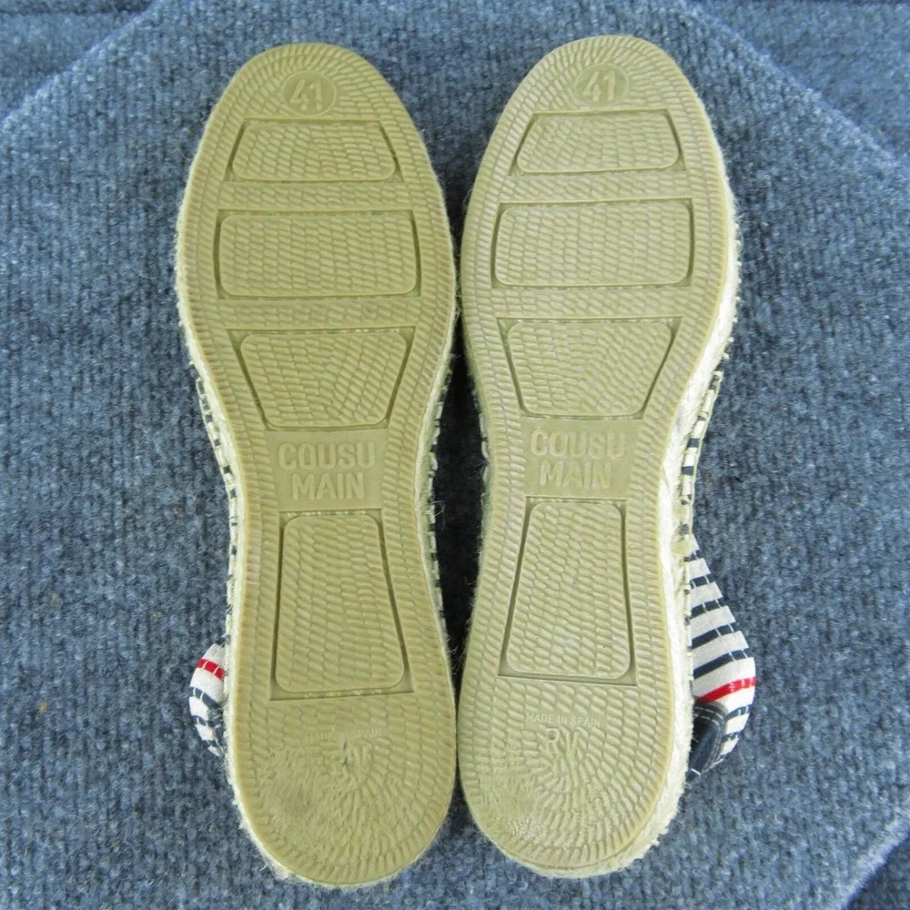 Bsided Women Flat Shoes Espadrille Size 41 Summer Slip On Blue‎ White Striped
